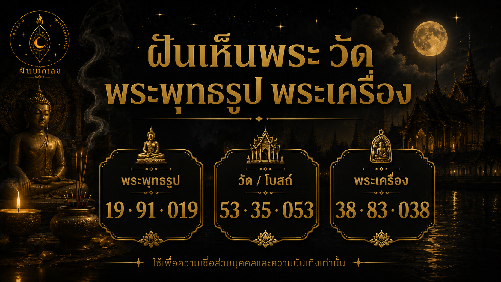 ฝันเห็นพระ วัด พระพุทธรูป