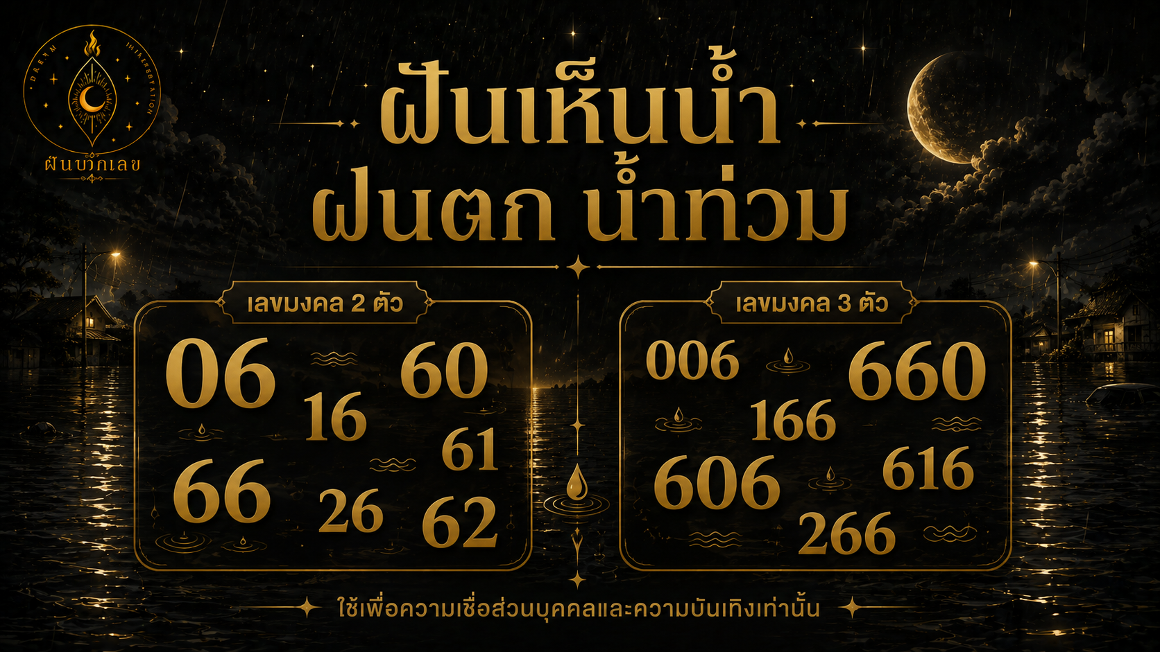ฝันเห็นน้ำ ฝนตก น้ำท่วม